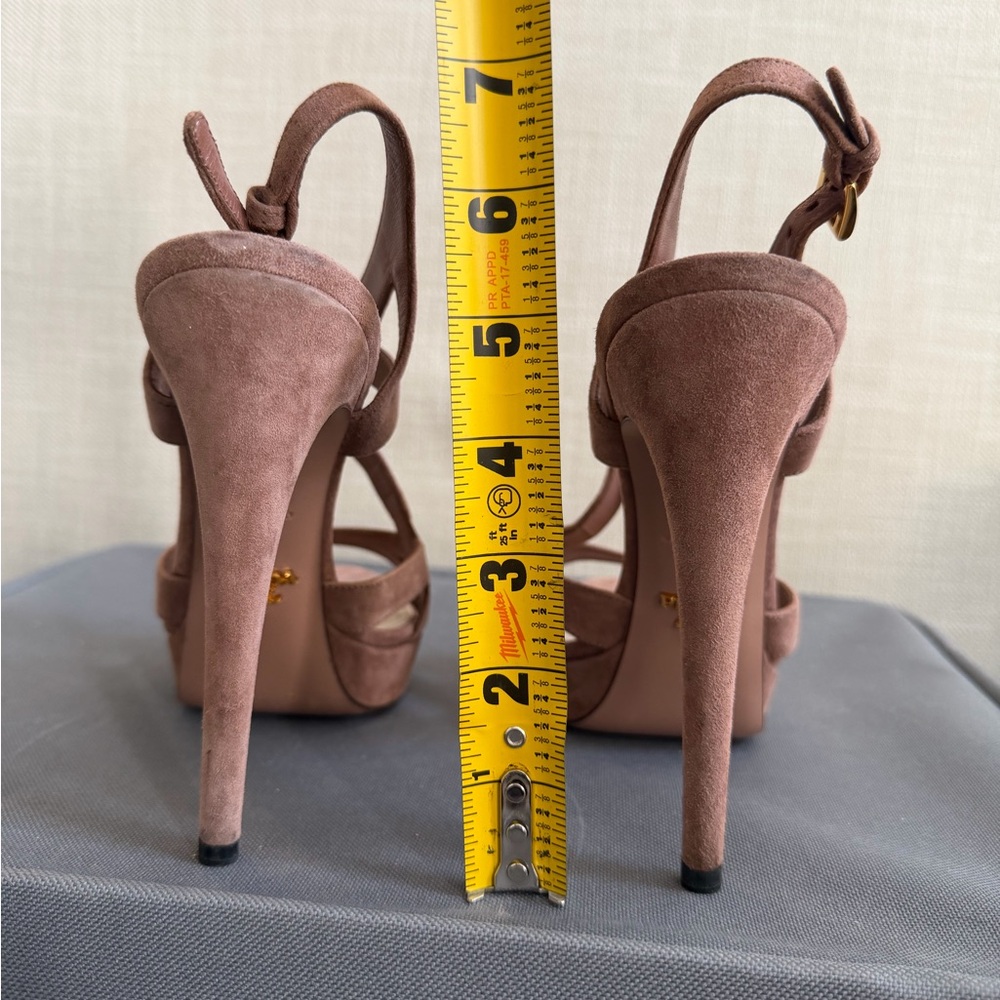 Authentic Prada rose pink Suede Platform High-Heel Sandals size 38 - Picture 6 of 7